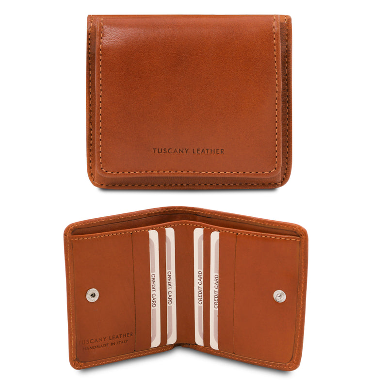 Tuscany Leather portemonnee leer met muntzakje hony voorkant en binnenkant