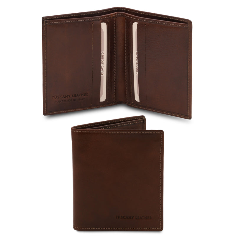Tuscany Leather exclusieve twee voudige leren portemonnee voor heren donkerbruin