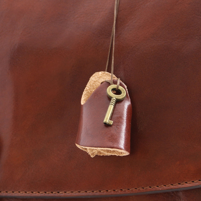 Tuscany Leather laptoptas Alessandria bruin sleutel