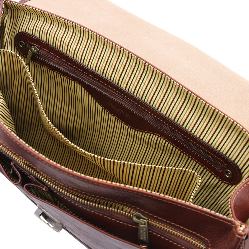Tuscany Leather aktetas leer Mantova bruin binnenvakken