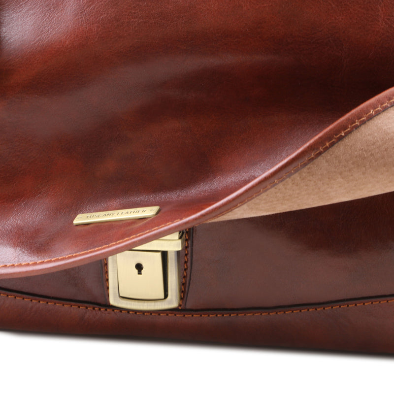 Tuscany Leather aktetas leer Mantova bruin sluiting