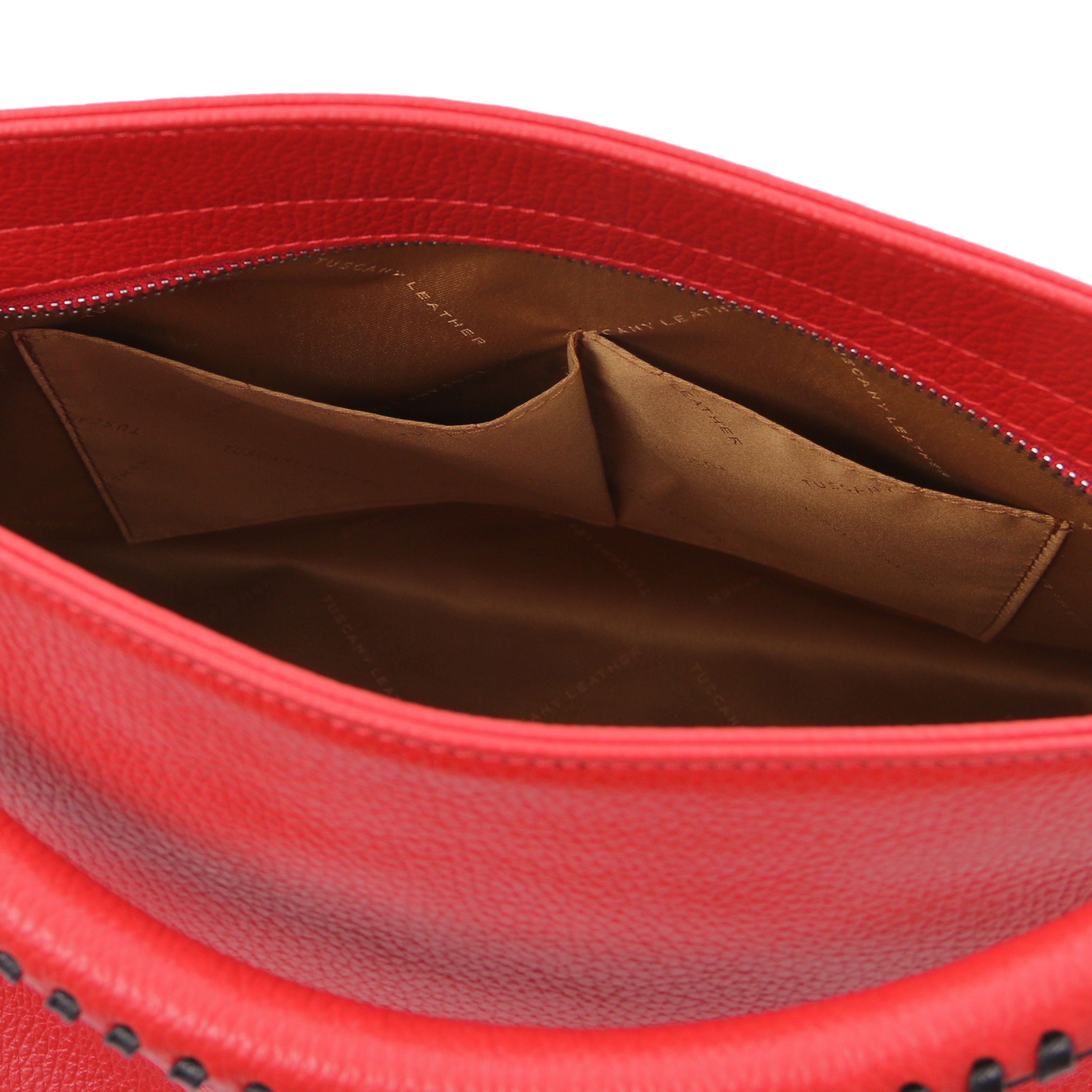 Tuscany Leather handtas TL Bag TL142087 rood binnenkant