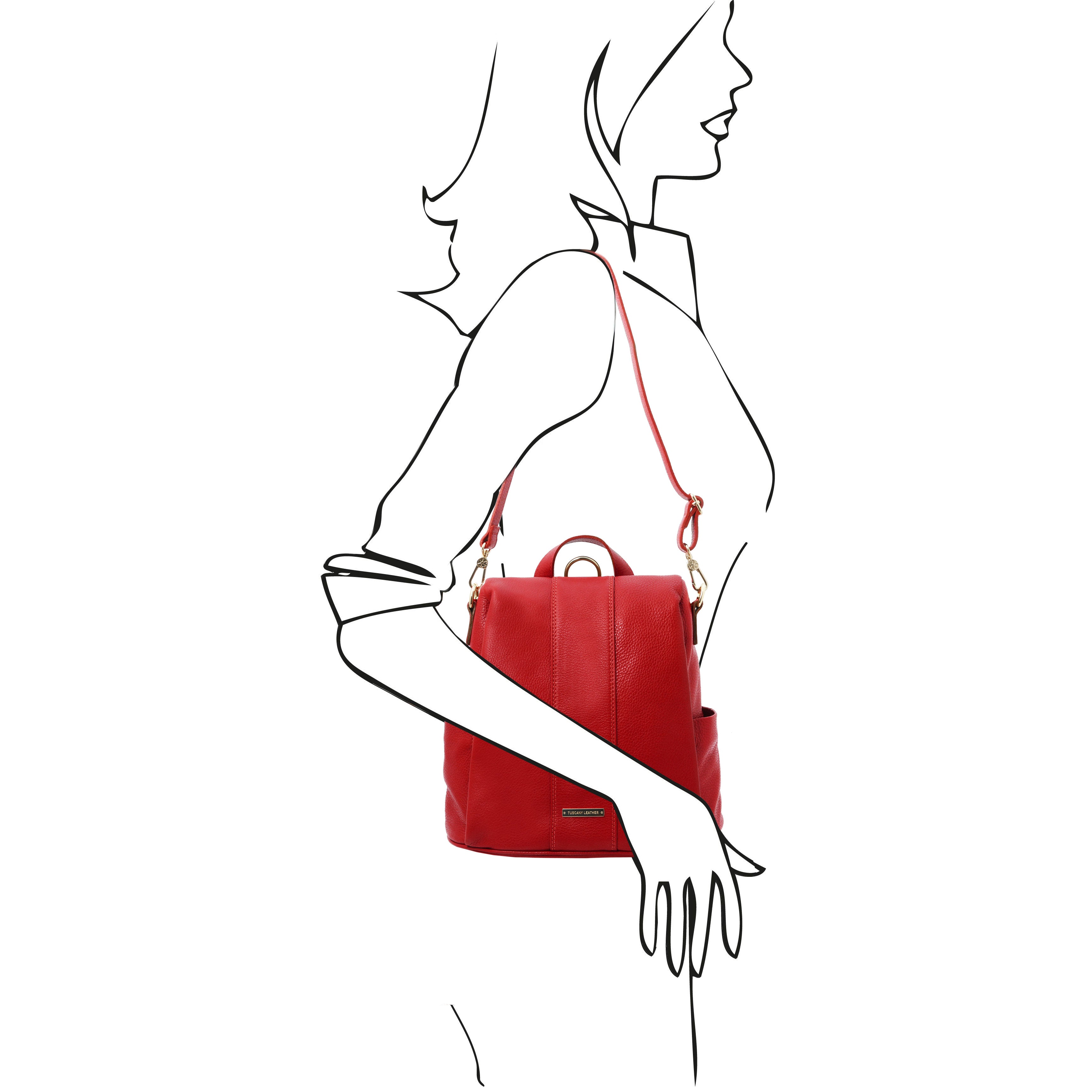 Tuscany Leather rugtas zacht leer TL Bag rood tas aan schouder