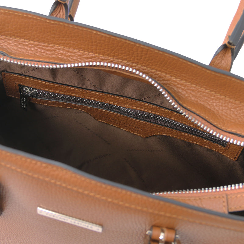 Tuscany Leather handtas leer TL Bag cognac binnenkant