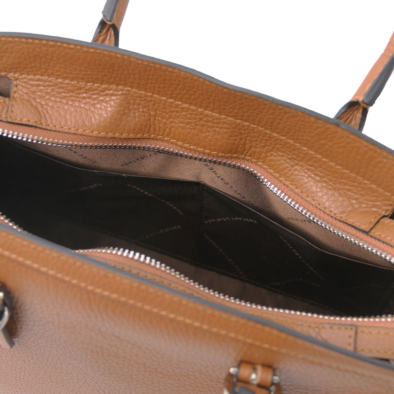 Tuscany Leather handtas leer TL Bag cognac binnenvakken