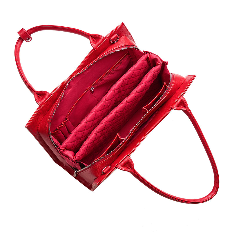 Socha cherry red midi 14 inch werktas voor dames binnenkant tas