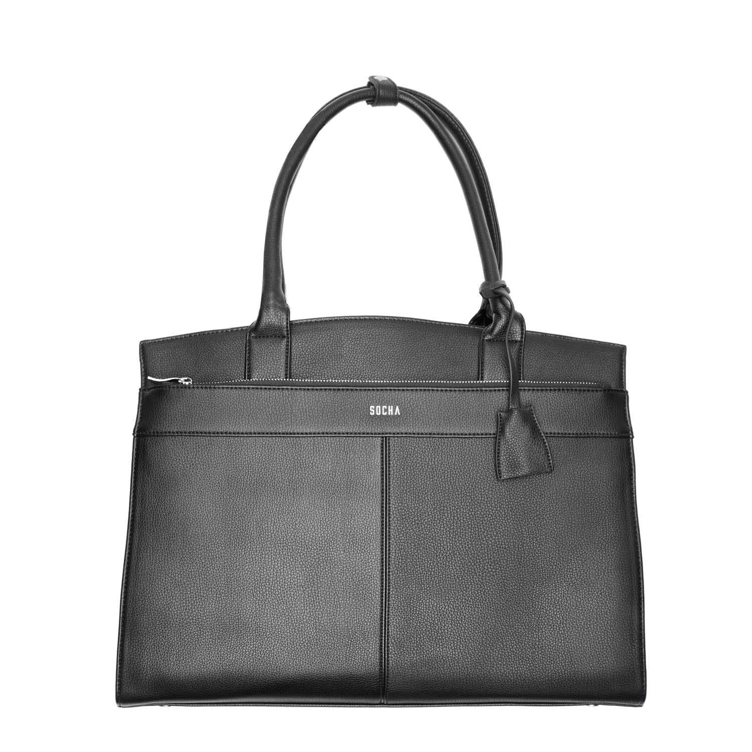 Socha iconic zwart 15.6 inch werktas voor dames voorkant tas