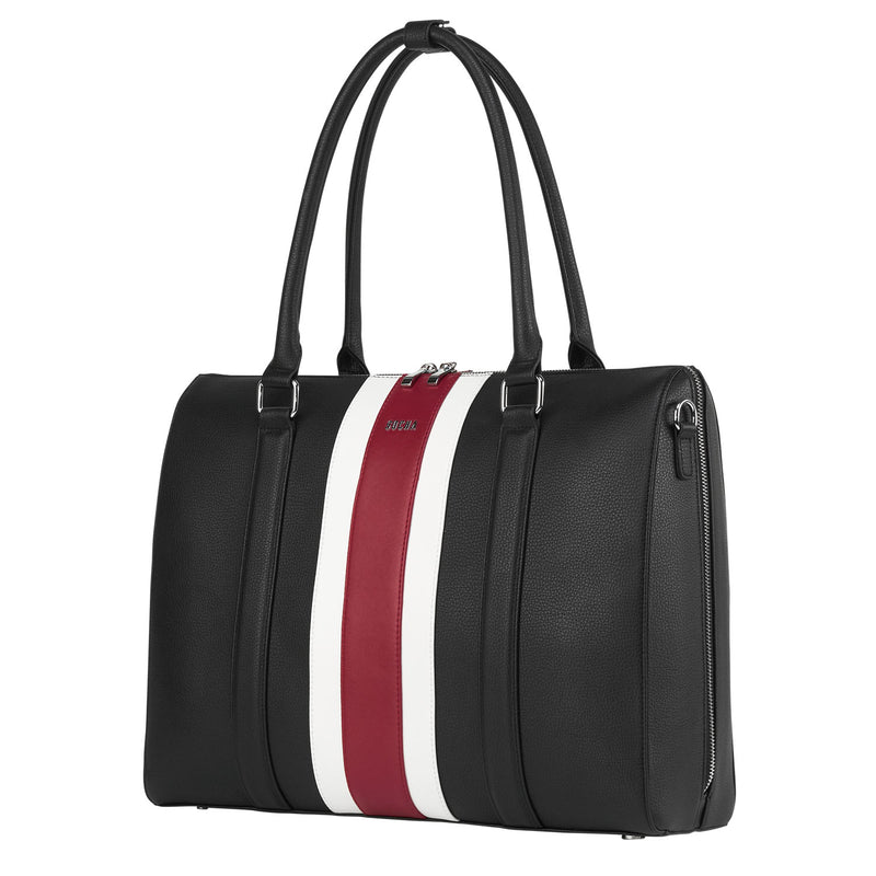 Socha laptoptas nivodur BB Red Stripe 15.6 zwart zijkant en voorkant tas