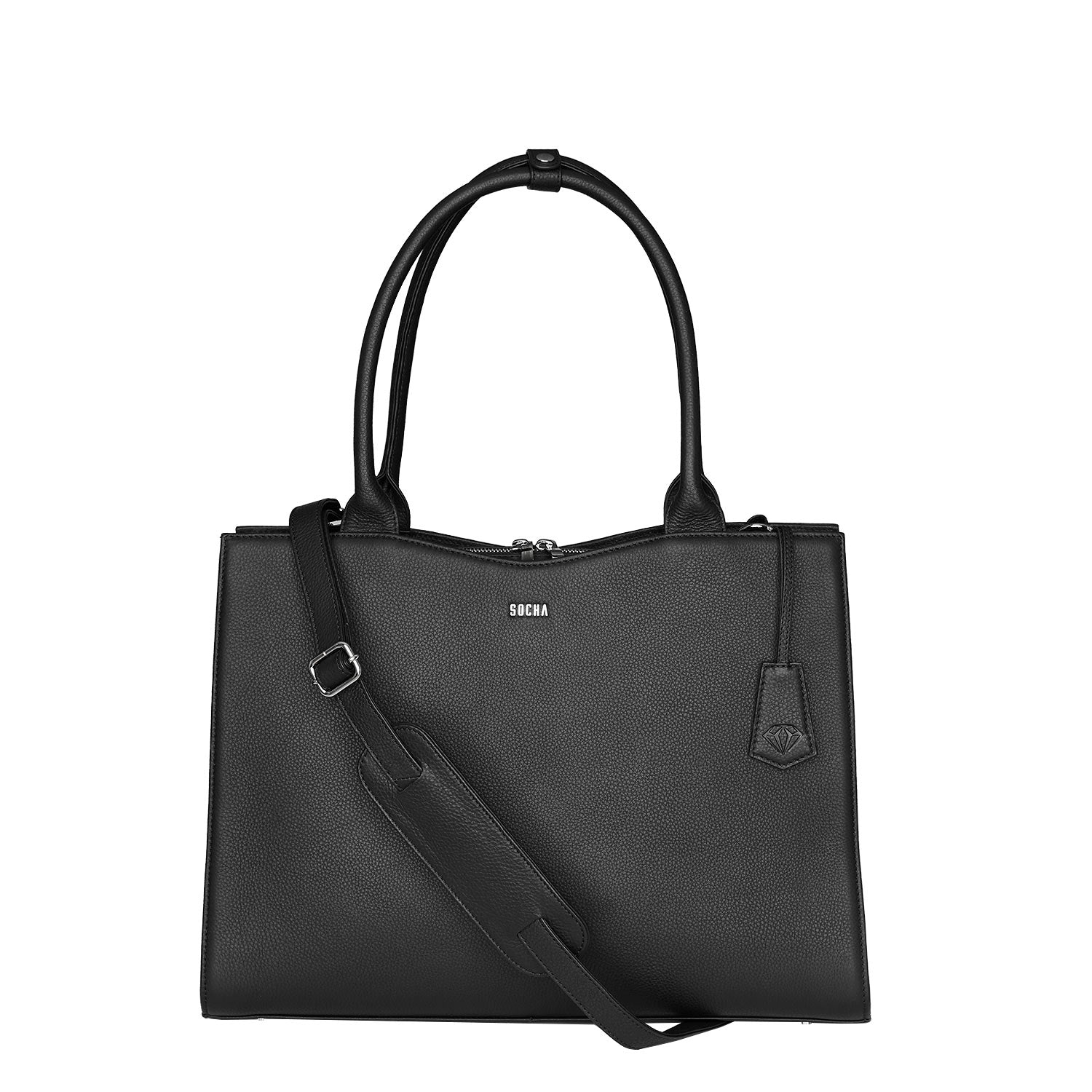 Socha diamond edition zwart 14 inch werktas voor dames voorkant tas met schouderband