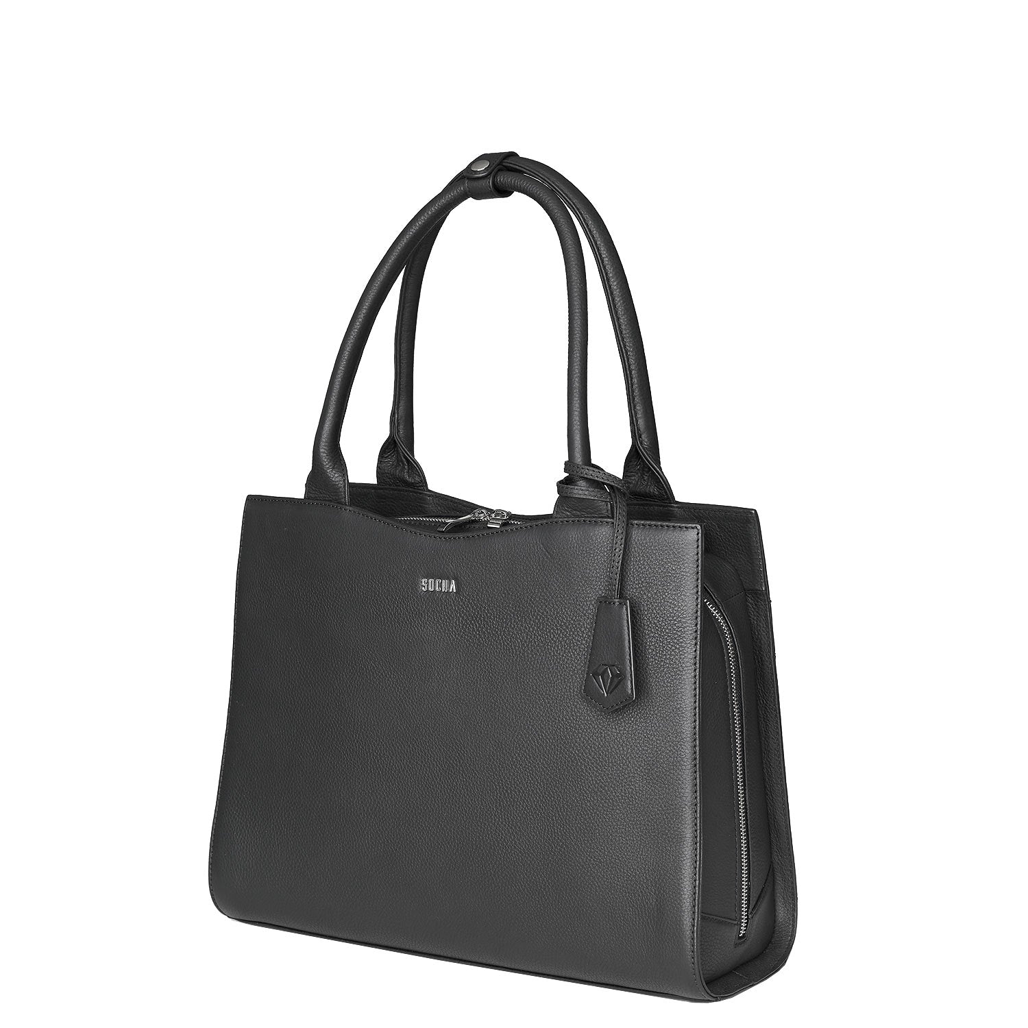 Socha diamond edition zwart 14 inch werktas voor dames voorkant en zijkant tas