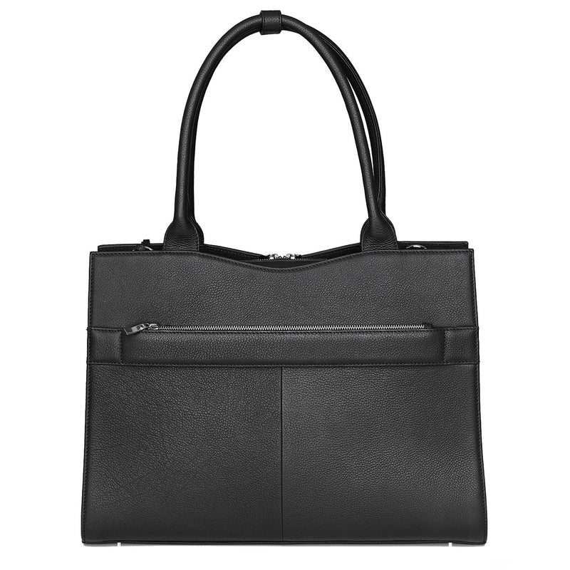 Socha Diamond Edition zwarte leren tas 15.6 inch werktas voor dames achterkant tas
