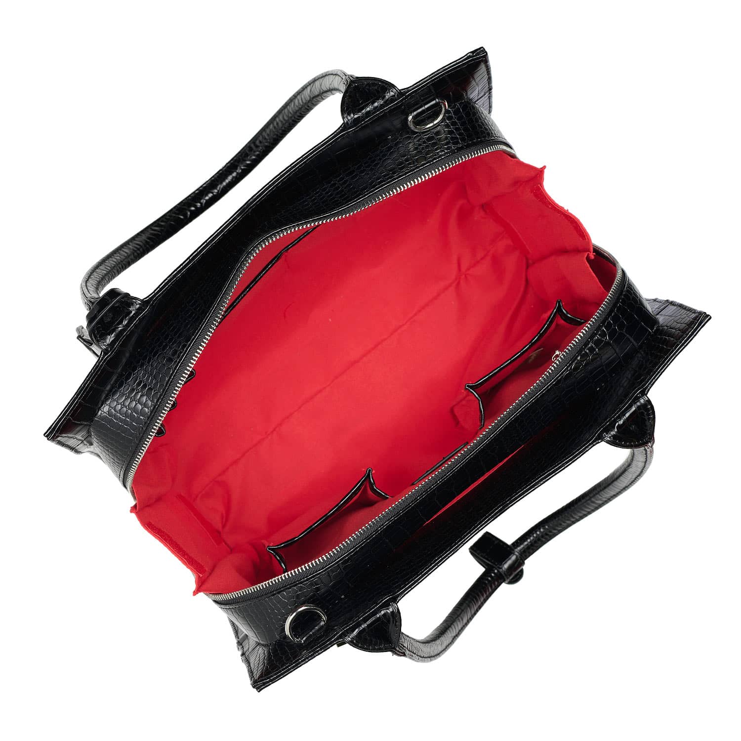Socha laptoptas Midi Croco 14 zwart binnenkant