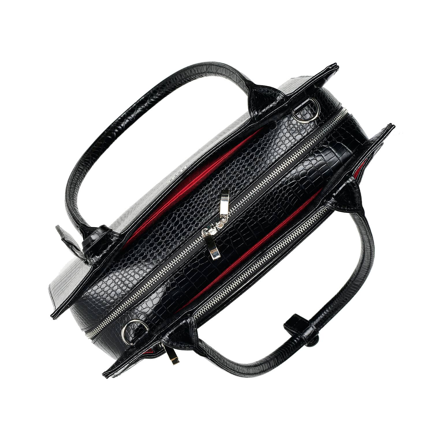Socha laptoptas Midi Croco 14 zwart bovenkant
