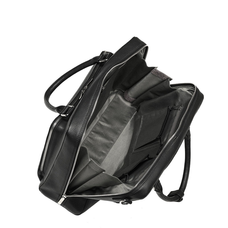 Socha laptoptas leer Diamond Unisex 15.6 zwart binnenkant tas