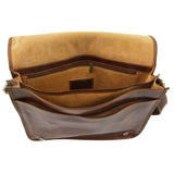 Tuscany Leather messenger bag leer double Freestyle bruin binnenkant