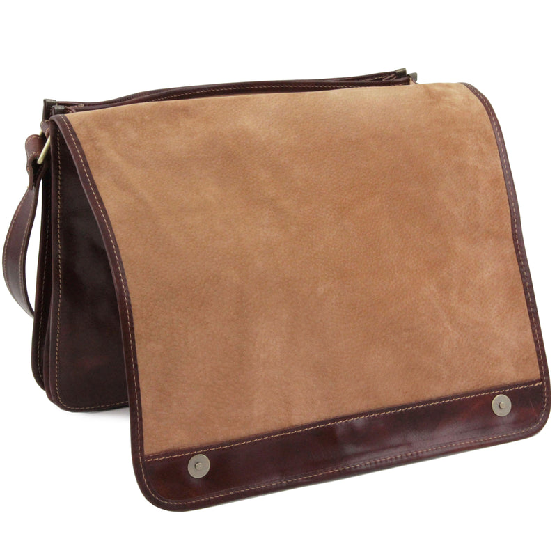 Tuscany Leather messenger bag leer double Freestyle bruin klep