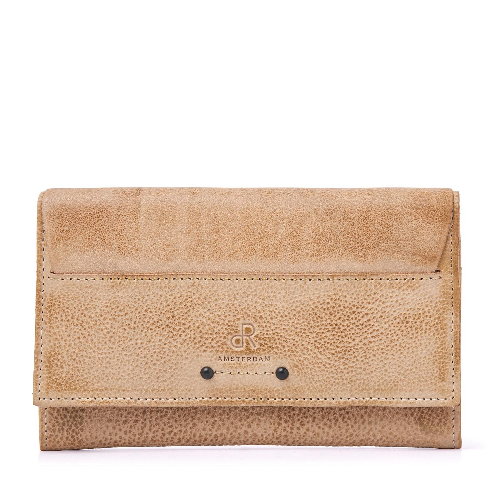 93159 dR Amsterdam leren portemonnee dames beige voorkant