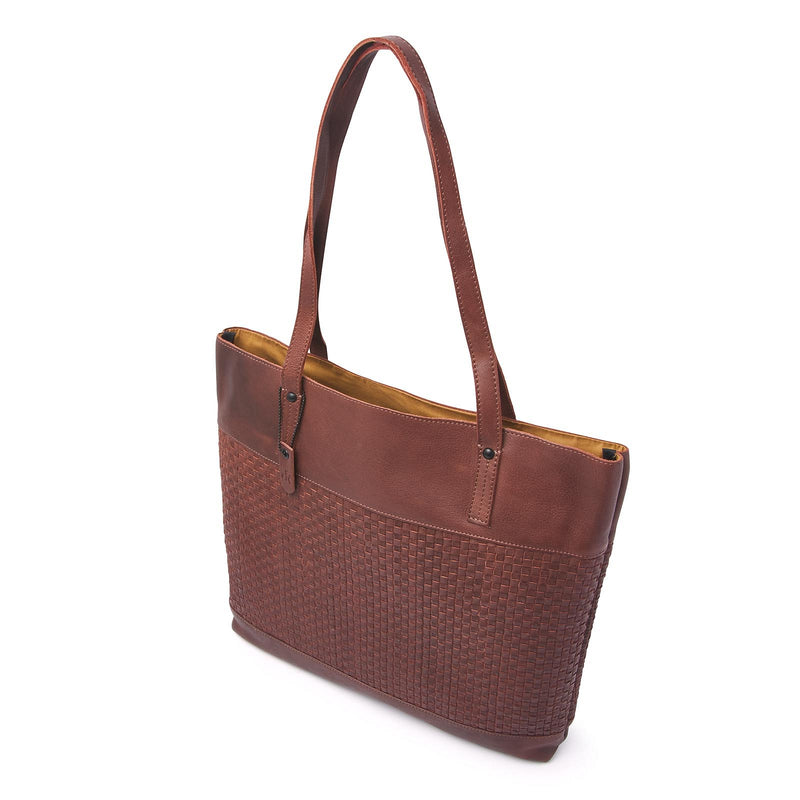 dR Amsterdam shopper leer tampa Braided bruin achterkant