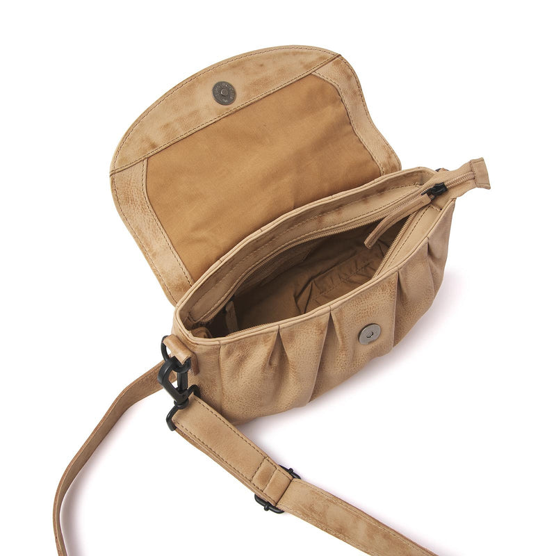dR Amsterdam handtas / schoudertas leer Tampa 933658 beige binnenkant