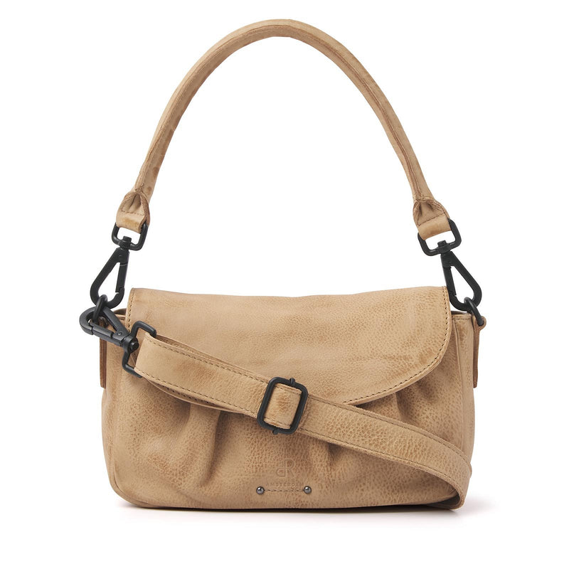 dR Amsterdam handtas / schoudertas leer Tampa 933658 beige