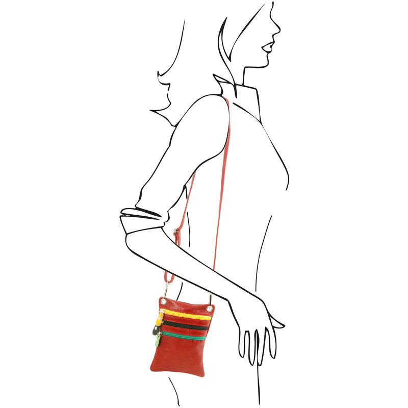 Tuscany Leather crossbody tas TL Bag rood met paspop