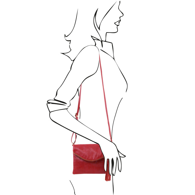Tuscany Leather TL Young bag schoudertas met kwastje tas met paspop rood
