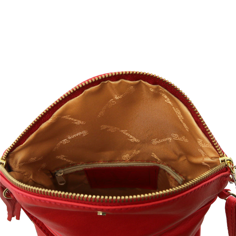 Tuscany Leather TL Young bag schoudertas met kwastje binnenkant tas rood