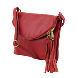 Tuscany Leather TL Young bag schoudertas met kwastje zijkant tas rood