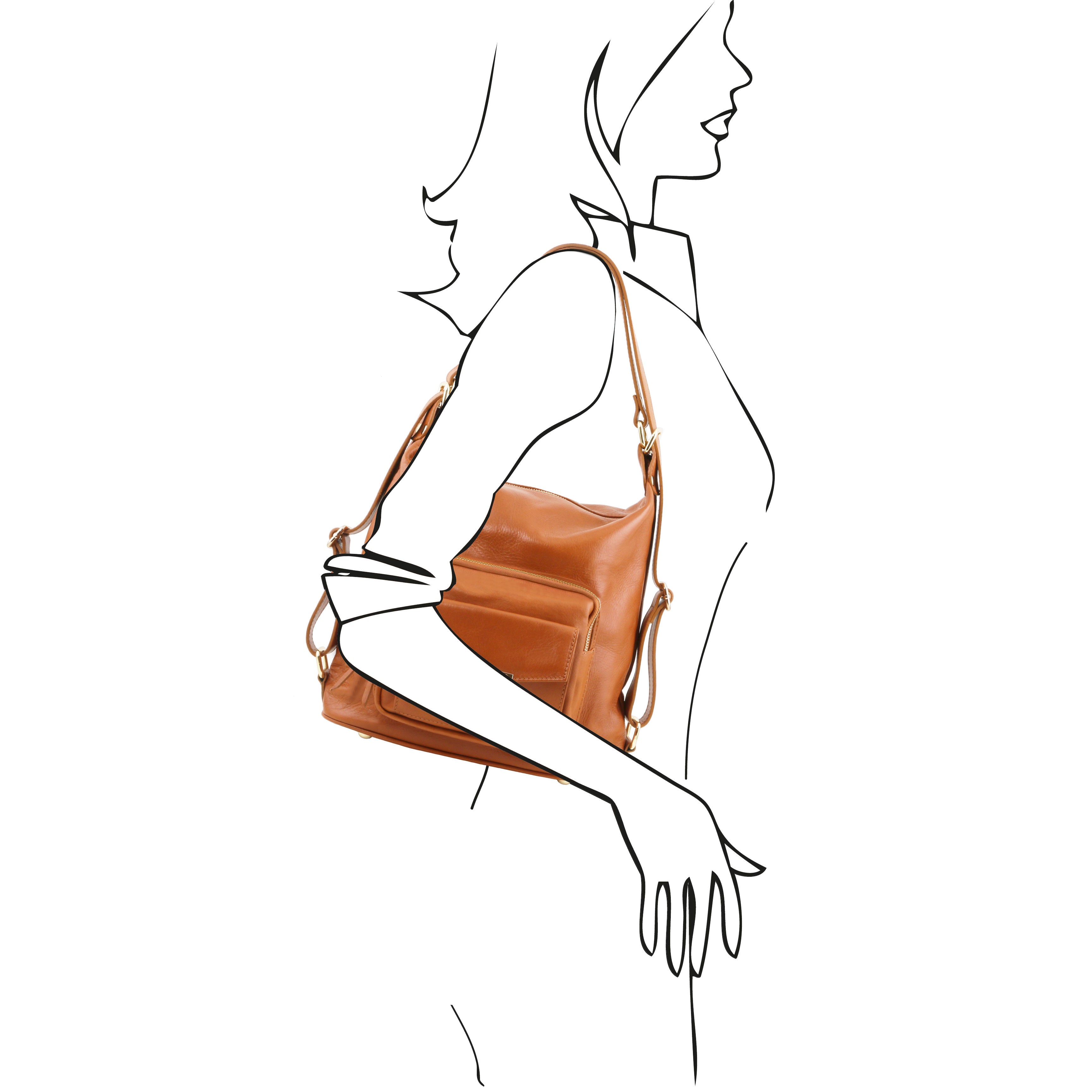 Tuscany Leather TL Bag leren dames schoudertas rugtas met paspop zijkant