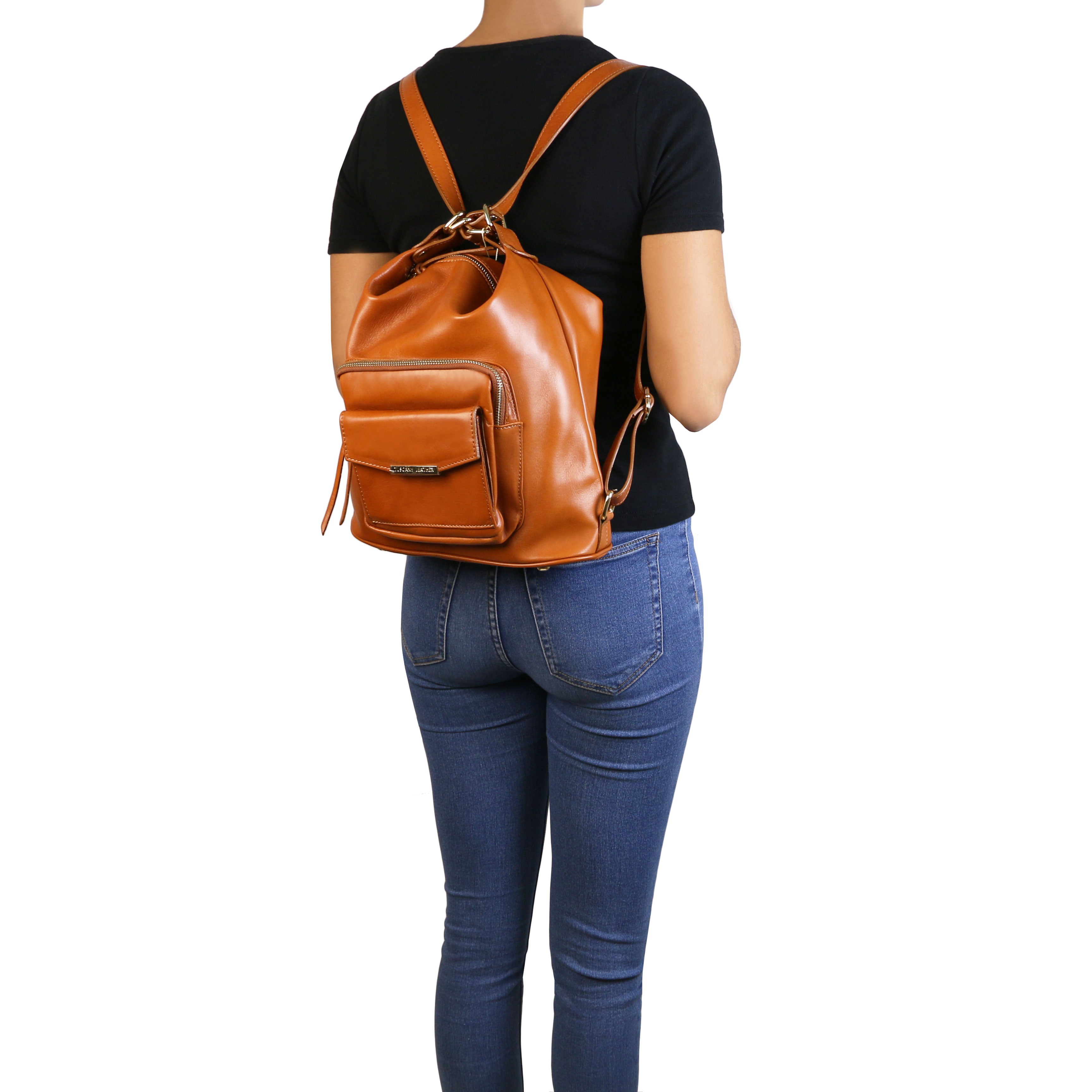 Tuscany Leather TL Bag leren dames schoudertas rugtas met paspop tas op de rug