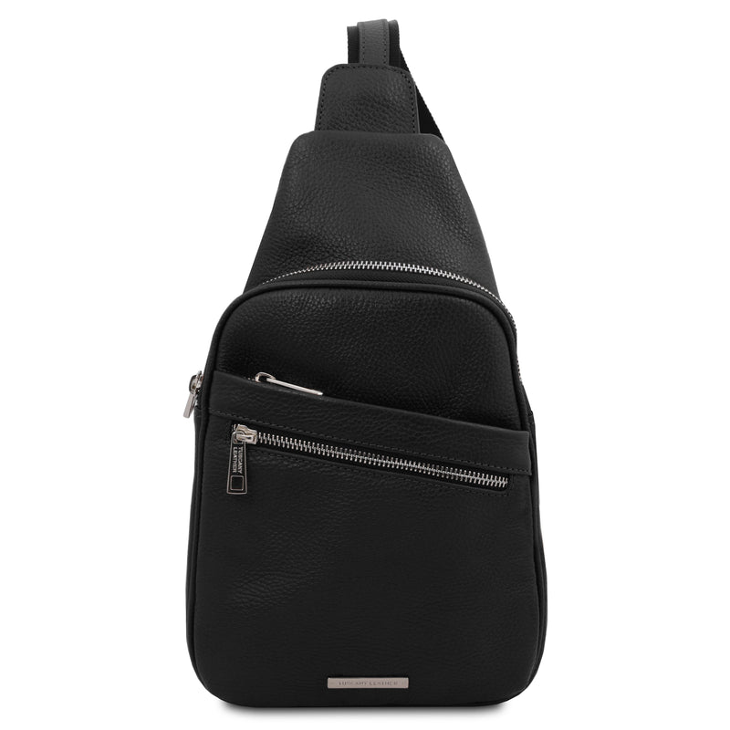 Tuscany Leather Albert Zacht leren heren crossover tas voorkant zwart
