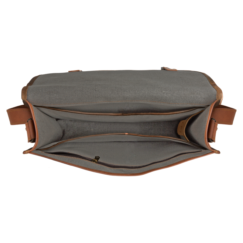 johnny fly co leren heren messenger tas bruin binnenkant