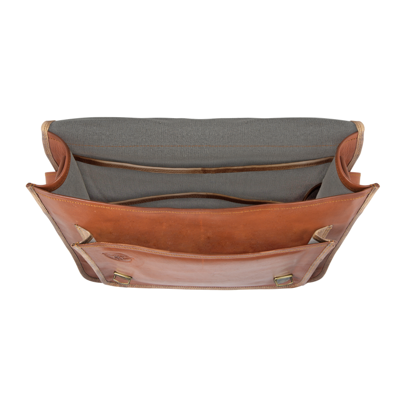 johnny fly co leren heren messenger tas bruin bovenkant