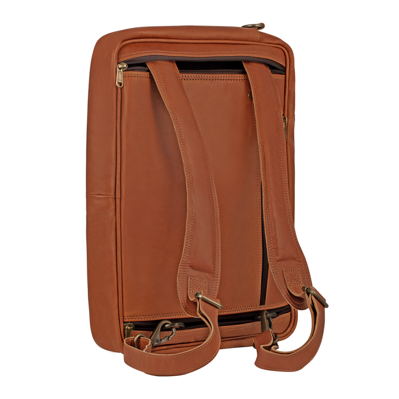 johnny fly co leren heren laptoptas rugtas bruin achterkant