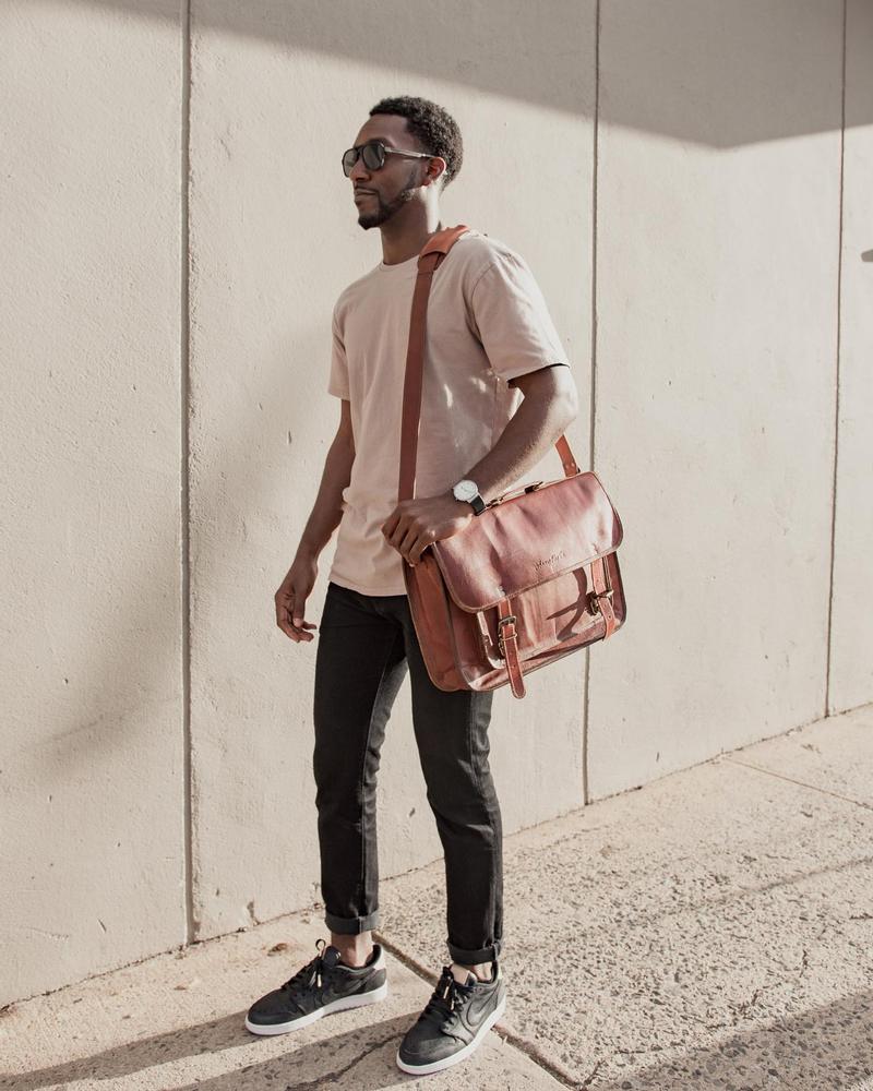 johnny fly co leren bruinen heren messenger tas model