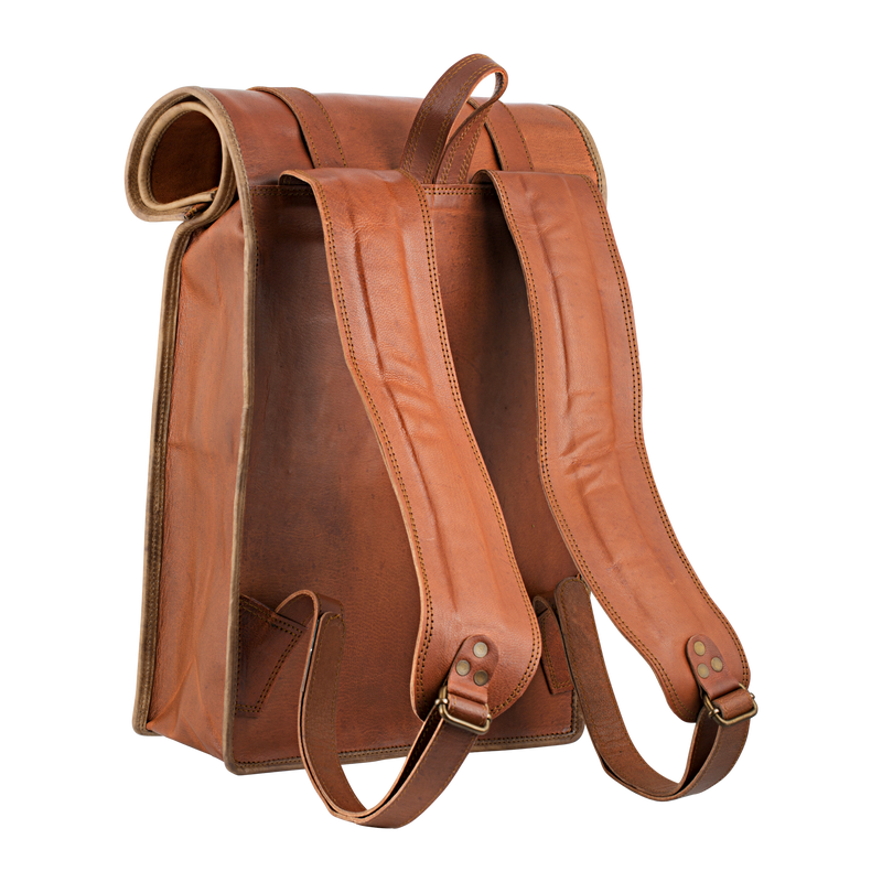johnny fly co leren heren rugzak bruin achterkant