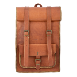 johnny fly co leren heren rugzak bruin voorkant