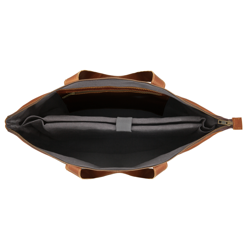 johnny fly co leren laptoptas shopper bruin binnenkant 5181