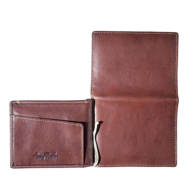 Tony Perotti portemonnee RFID met papiergeldklem bruin binnenkant
