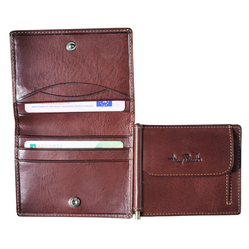 Tony Perotti portemonnee RFID met papiergeldklem bruin binnenvakken 