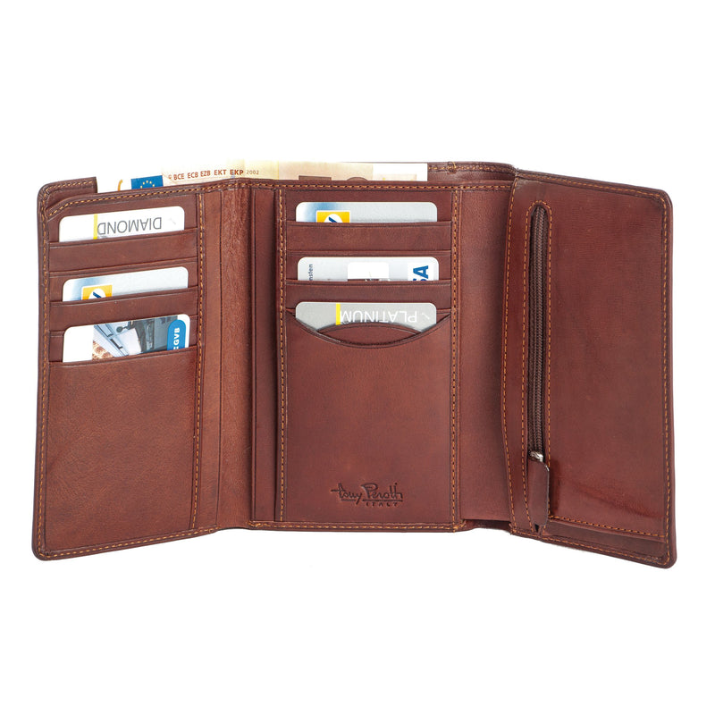 Tony Perotti portemonnee trifold RFID bruin binnenkant