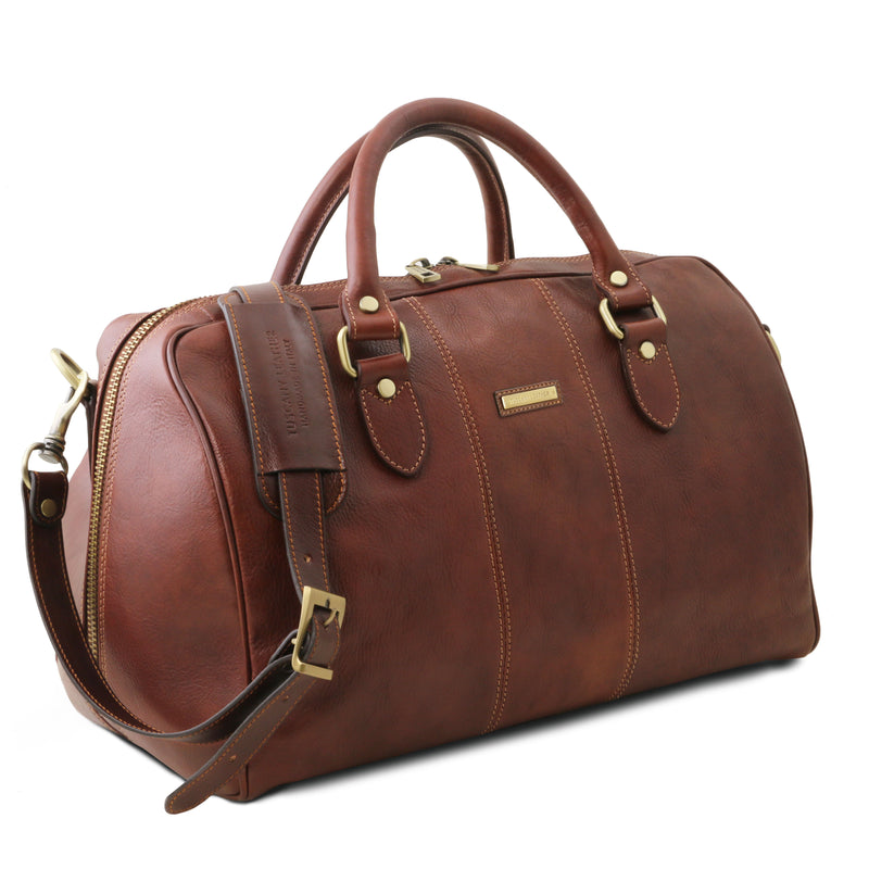 Tuscany Leather reistas Lisbona klein formaat bruin voorkant schuin
